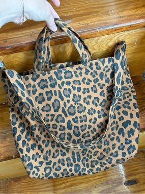 Horizontal Duck Bag - Black Canvas Shoulder Tote